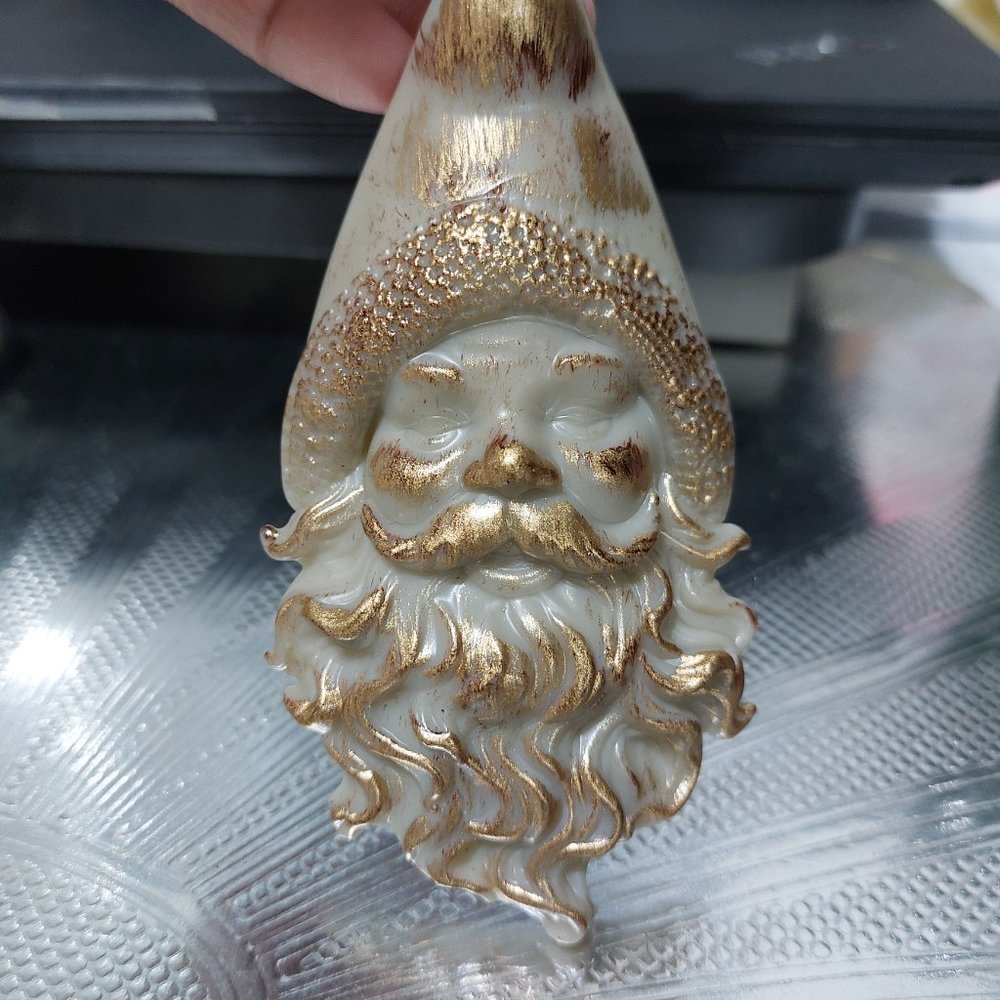 At Home TY Pennington Gold Rusted Toned Santa Ornament